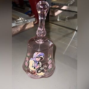 Fenton-Coca Cola Bell,  Victorian Girl - Pink Glass Hand Painted and Signed